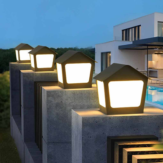 Cottage Shaped LED Waterproof Solar Fence Post Light