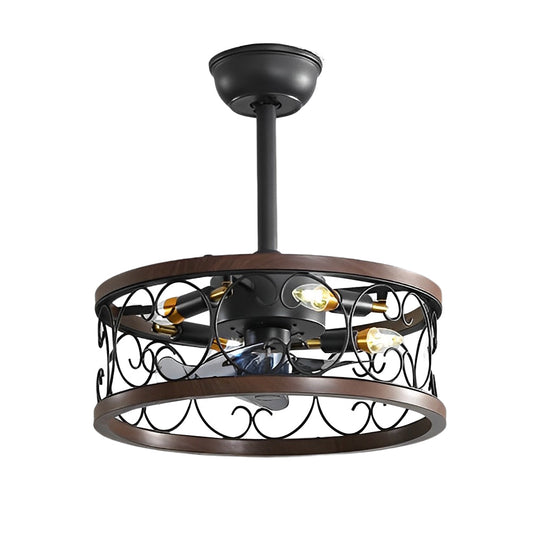 Retro Rustic Bladeless Ceiling Fan Light with Remote