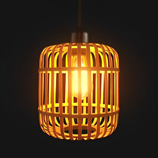 Handmade Rattan Lantern Shape Minimalist Japanese Style Pendant Light