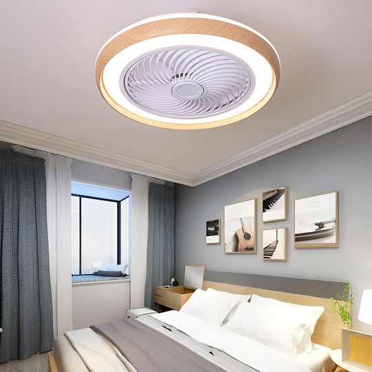 Round Ultra-thin Mute LED Nordic Bladeless Ceiling Fan Light