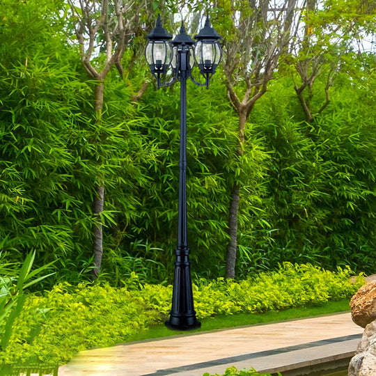 Waterproof 3-Light Black European Style Outdoor Garden Lamp Post
