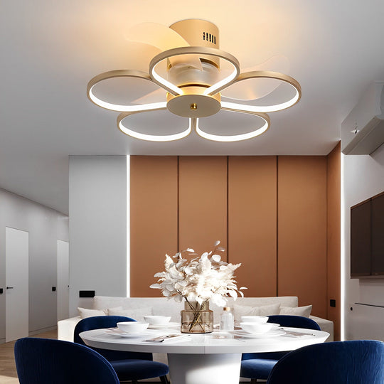 Modern Flower Shaped Bladeless Ceiling Fan with 70W LED and 3-Step Dimming