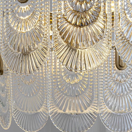 Round French Court Style Glass Three Step Dimming Modern Chandelier