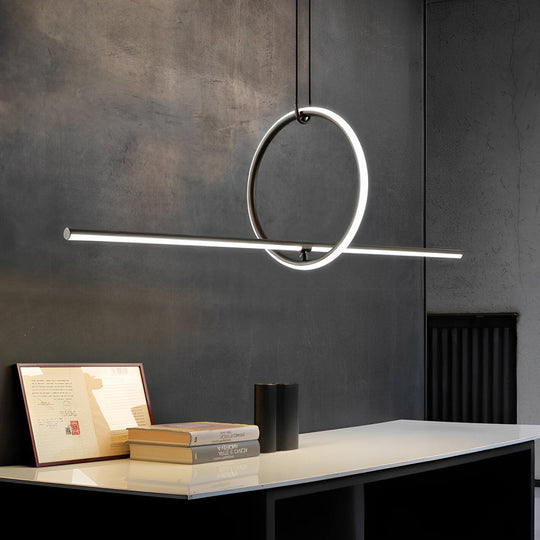 Long Linear Ring Three-Step Dimming Modern Minimalist LED Chandelier