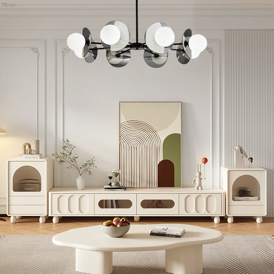 Round Electroplated Glass Piece Copper Black Modern Chandelier
