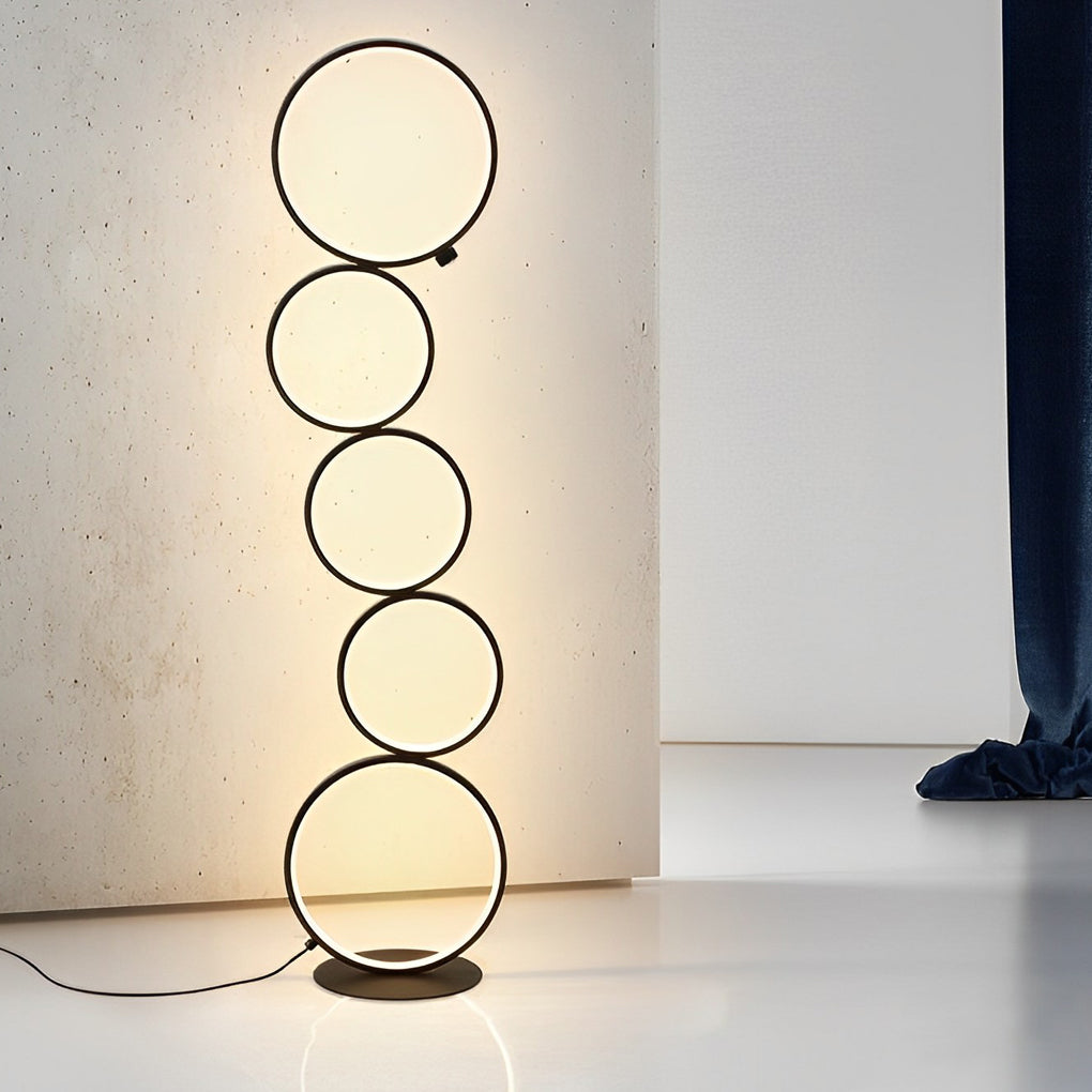 Modern Artistic 5-Circle LED Floor Lamp with Touch Control