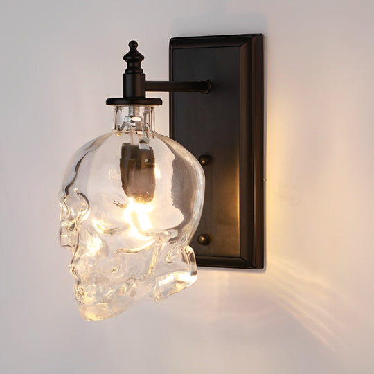Retro Glass Skull Head LED Decorative Wall Lamp