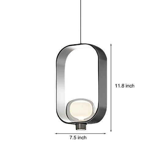 Rounded Rectangular Creative Electroplated Iron Glass Nordic Pendant Light