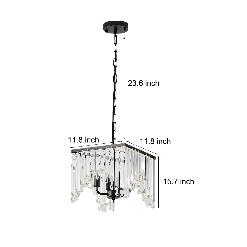 4 Lights Crystal Strips LED Three Step Dimming Modern Chandelier