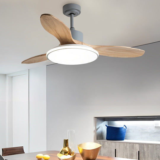 Wooden Nordic LED Ceiling Fan Light with Remote Control
