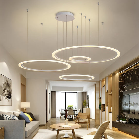 4 Circles Artistic Dimmable LED Modern Pendant Chandelier