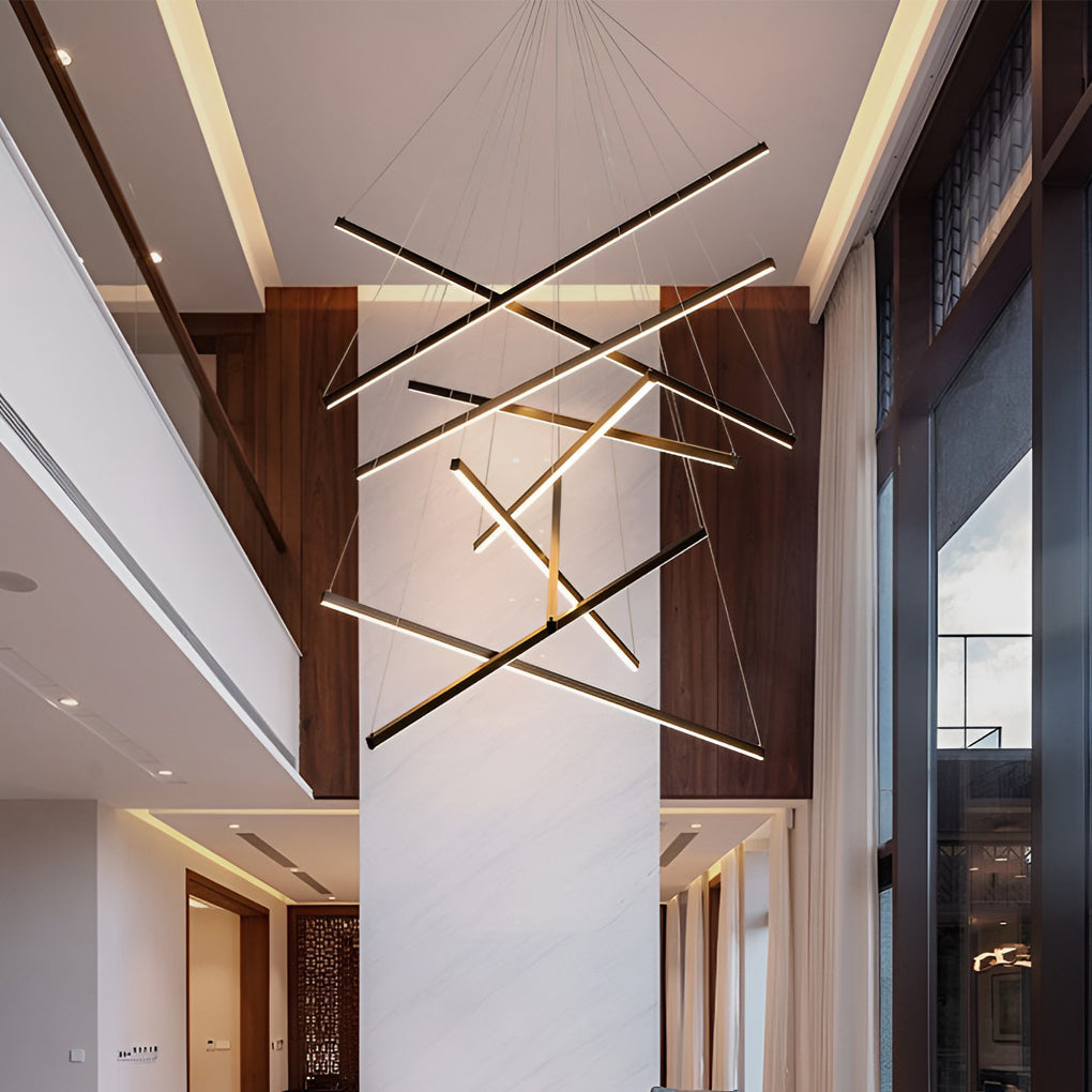 Minimalist Strip – Stepless Dimming LED Black Modern Chandelier with Remote
