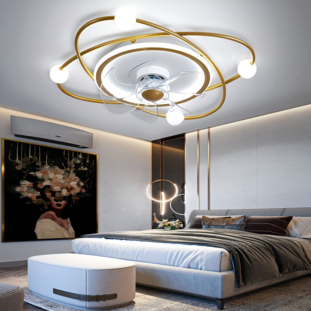 Creative Intelligent Stepless Dimming LED Nordic Ceiling Fan Light