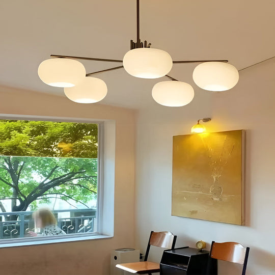 5 Lights Glass Three Step Dimming LED Nordic Chandelier