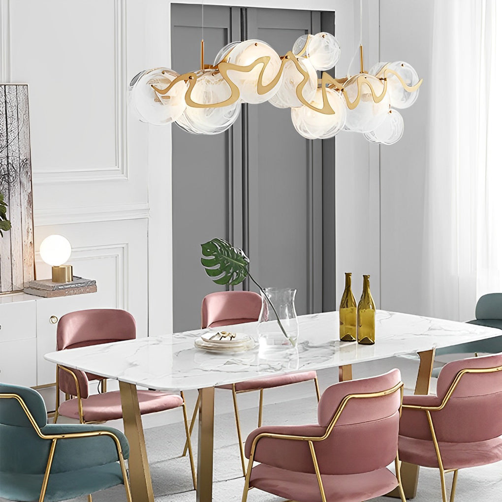 Round Glass Creative Art Iron LED Nordic Chandelier Pendant Light