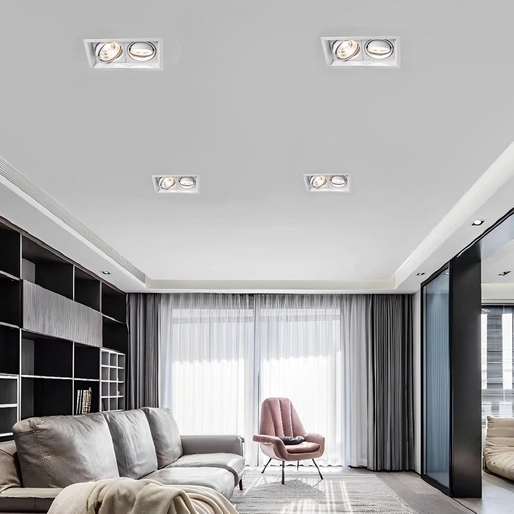 Rectangular – 2-Light Adjustable Recessed LED Spotlight with Three-Step Dimming