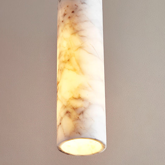 Elongated Cylindrical Marble Texture Minimalist Chandelier Pendant Light