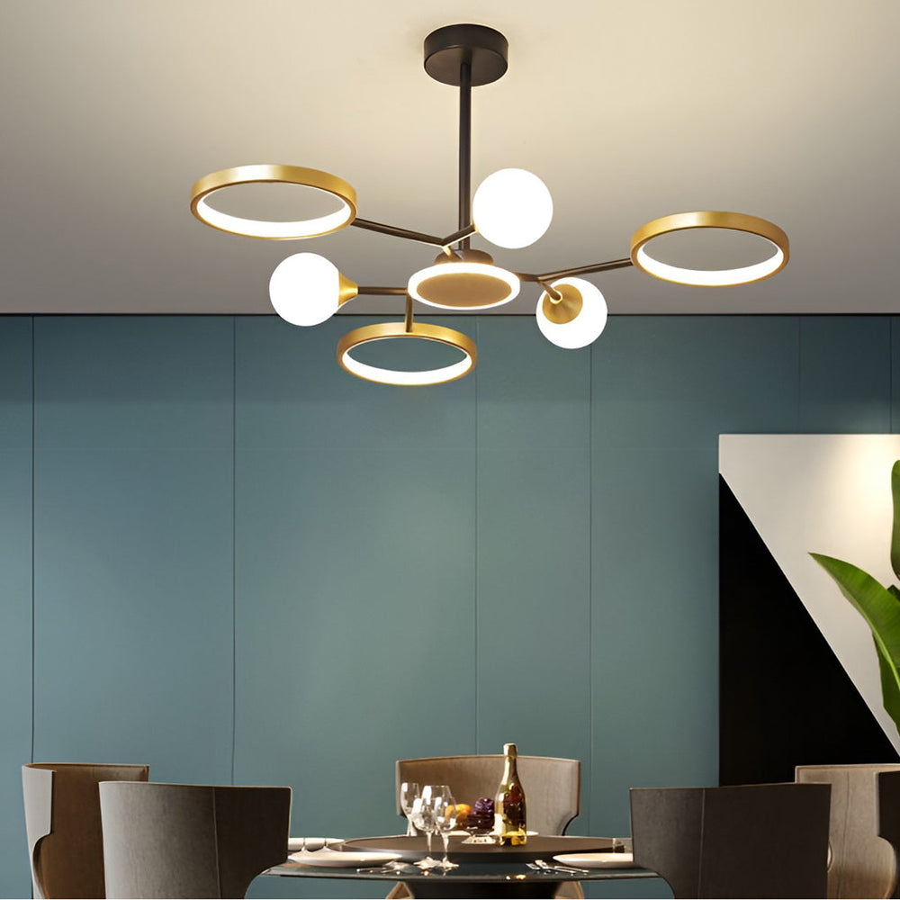 6 Lights Circles LED Modern Ceiling Light Chandelier Hanging Lamp
