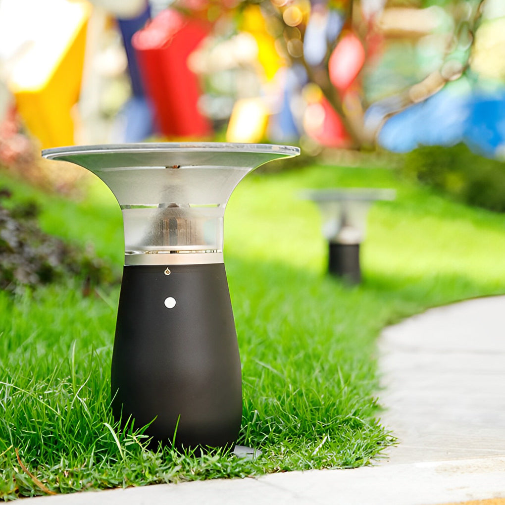 Efficient 3.5W Solar LED Path Downlights – 360° Modern Black Landscape Lighting