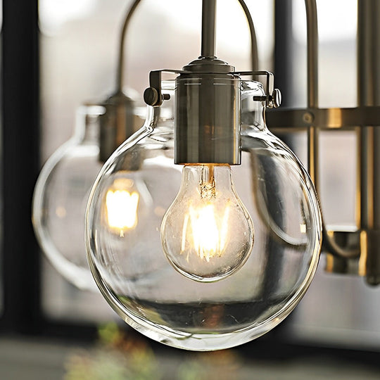 4 or 5 Lights Glass Ball Curved Iron Arm Nordic Chandelier