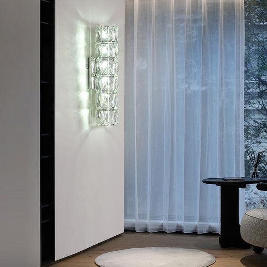 Cylindrical Crystal LED Wall Sconce with 3-Step Dimming