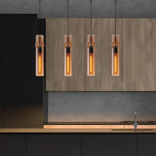 Creative Cylindrical Glass Iron Post-modern Pendant Light