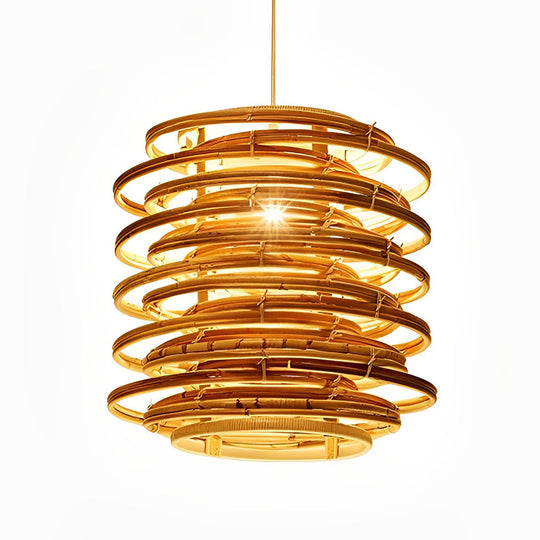 16'' Round Bamboo Pendant Light for Farmhouse and Modern Living Spaces