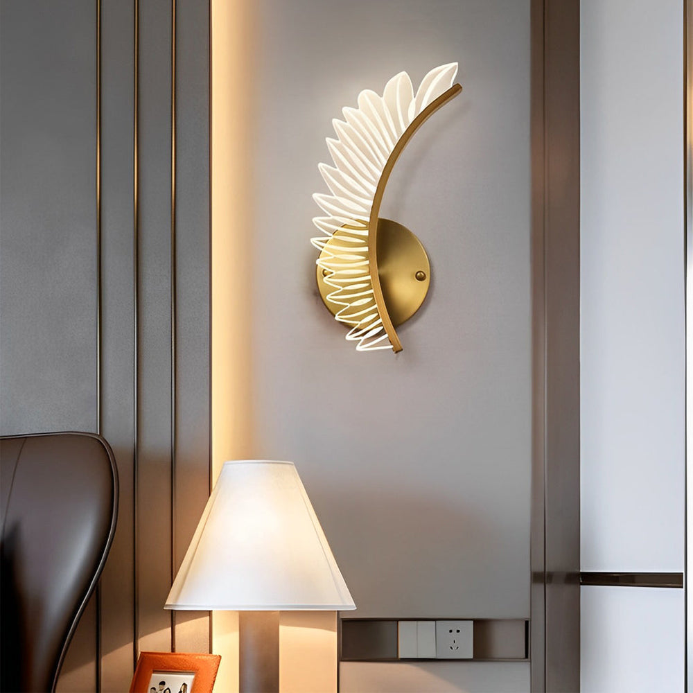 Acrylic Leaves Feathers LED Three Step Dimming Wall Lamp