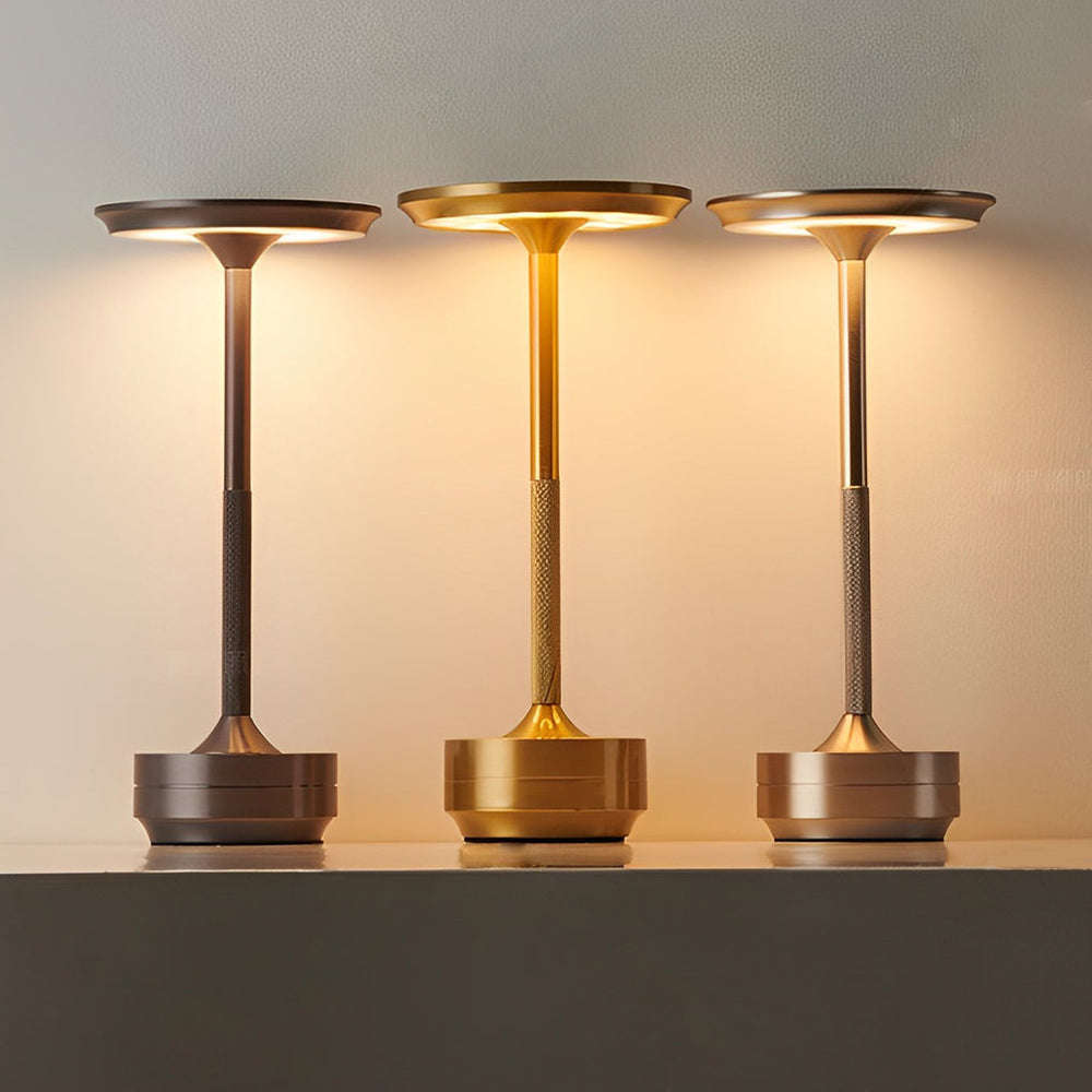 Plated Metal Slender UFO Alien Cordless Table Lamp