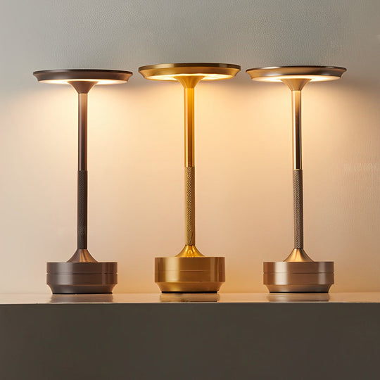 Plated Metal Slender UFO Alien Cordless Table Lamp