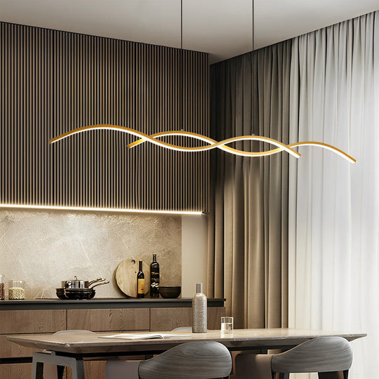 Wavy Lines Minimalist LED Nordic Dining Room Chandelier Hanging Lamp