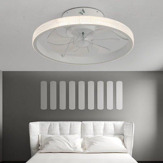 Round Inverter Mute LED Dimmable Bladeless Ceiling Fan with Remote
