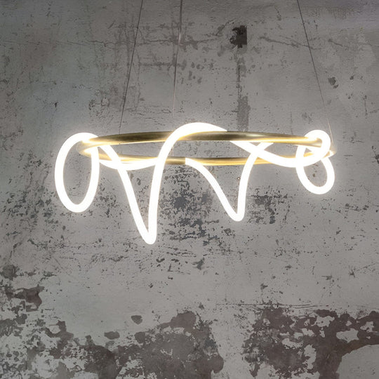 Creative LED Strip Electroplated Metal Modern Chandelier Ceiling Light