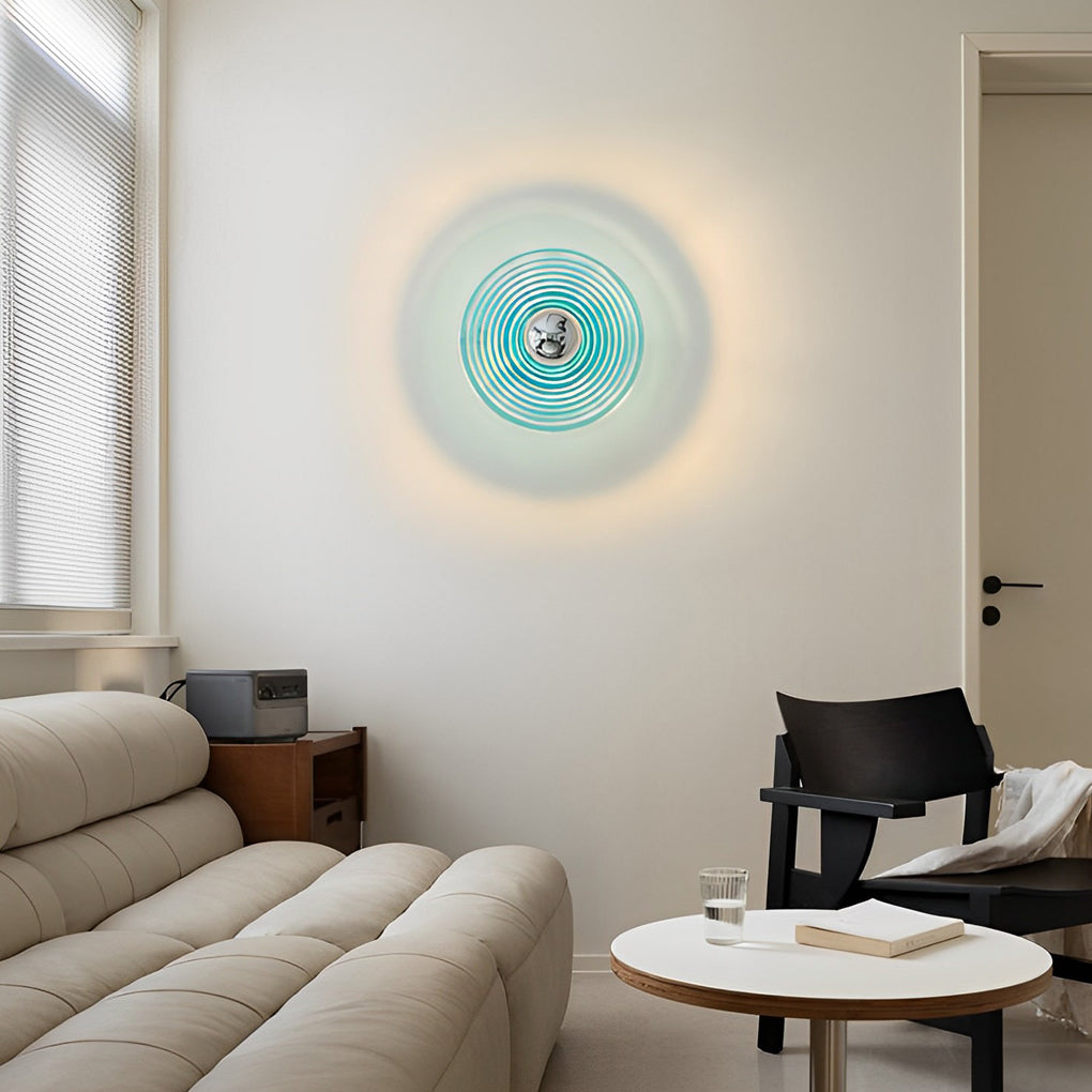 Round Stripes Glass Electroplated Iron Nordic Wall Lamp / Ceiling Light