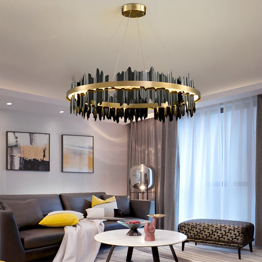 Creative Metal Circular Stepless Dimming LED Post Modern Chandelier