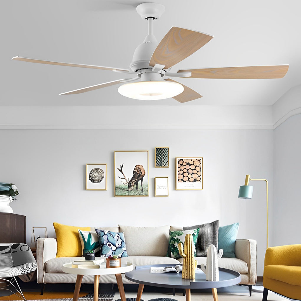 5-Blade Wooden LED Ceiling Fan Light with Remote Control