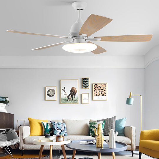5-Blade Wooden LED Ceiling Fan Light with Remote Control