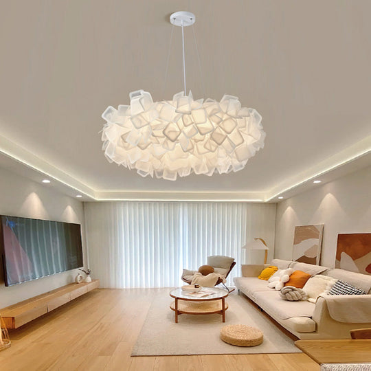 Flower Petals Three Step Dimming LED White Nordic Chandelier Light