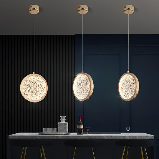 Creative Round Iron Acrylic Three-Step Dimming Modern Pendant Light