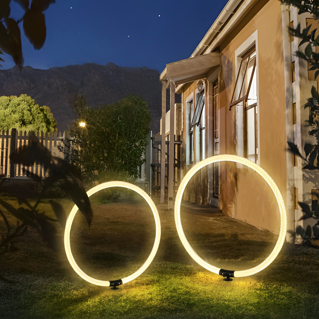 Sleek Ring LED Lawn Lamp Modern Waterproof Solar Landscape Lighting
