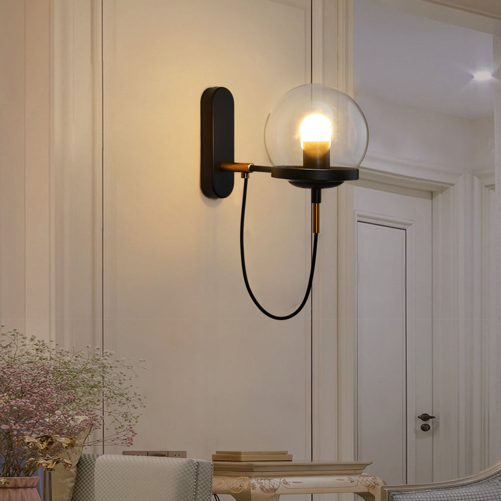 Antique Glass Ball Industrial LED Wall Lamp