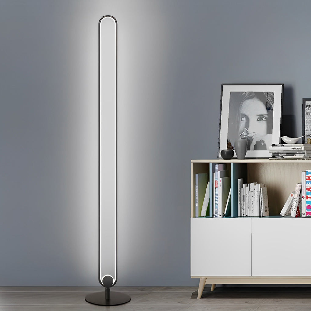 Modern Minimalist LED Oval Floor Lamp – 53" Standing Lamp with Sculptural Design, Warm White Light, Foot Switch Control