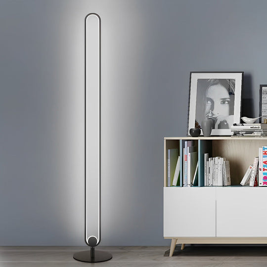 Modern Minimalist LED Oval Floor Lamp – 53" Standing Lamp with Sculptural Design, Warm White Light, Foot Switch Control