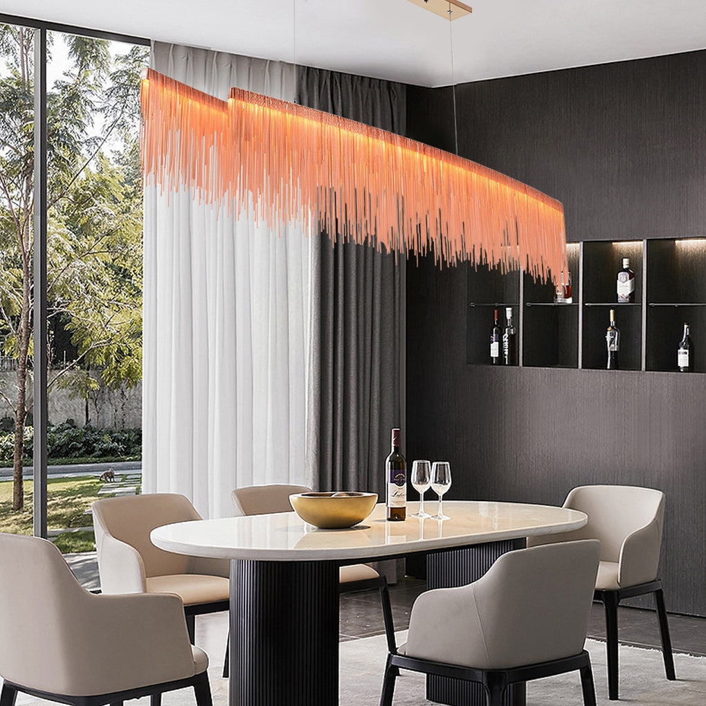 Aluminum Tassels Chain LED Dimmable Post Modern Dining Room Chandelier