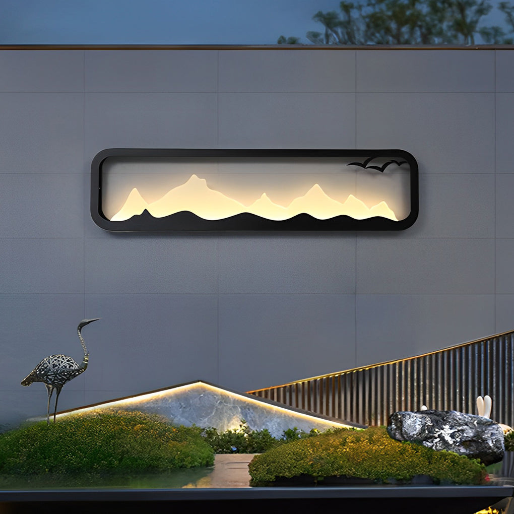 Rectangular Mountain Scenery LED Waterproof Outdoor Wall Lamp