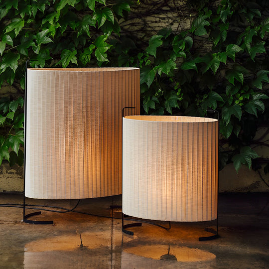 42" Modern Japanese-Style Fabric Outdoor Floor Lamp
