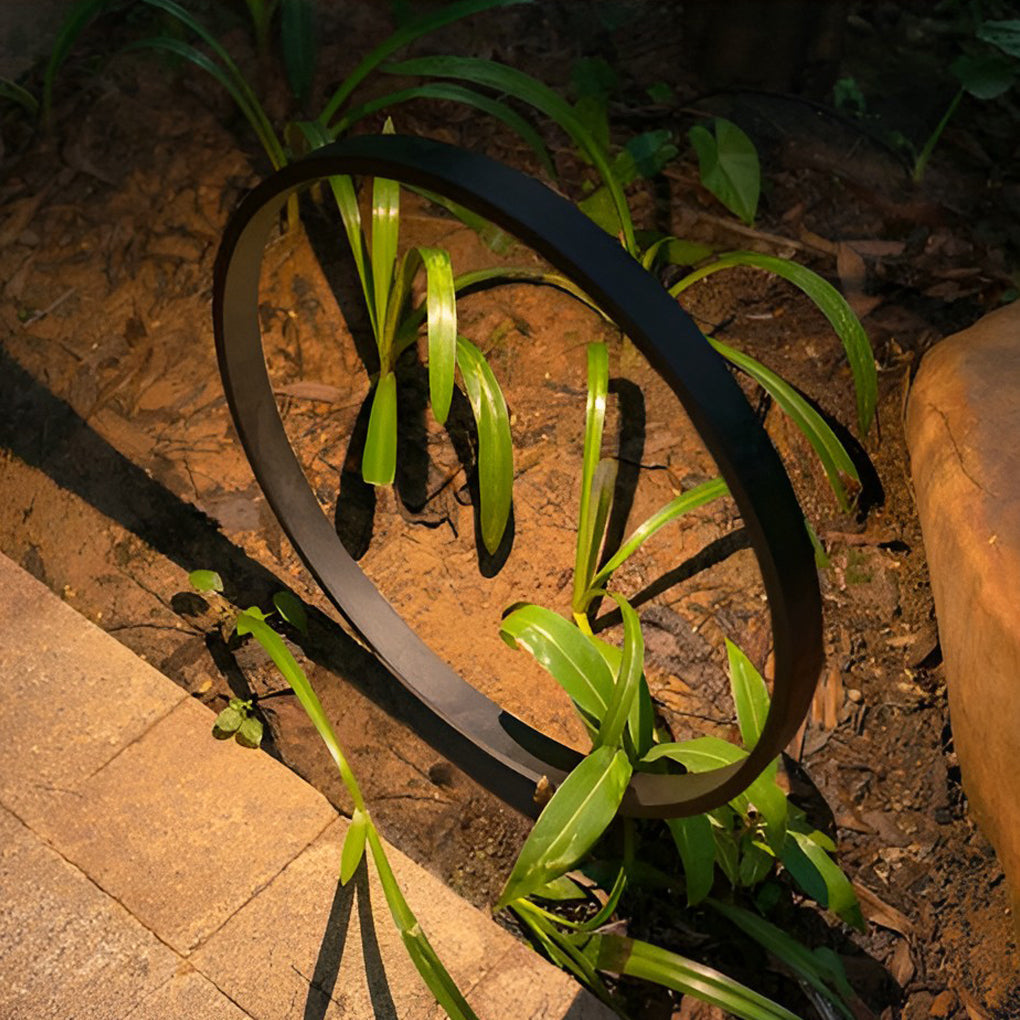 Elegant Circular COB LED Pathway Light Modern Black Ring Design
