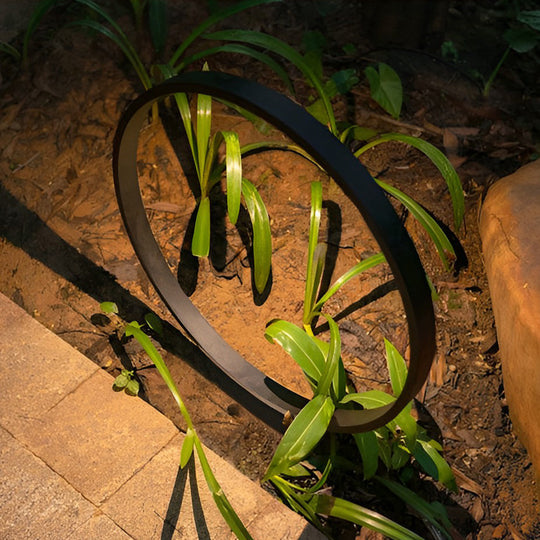 Elegant Circular COB LED Pathway Light Modern Black Ring Design