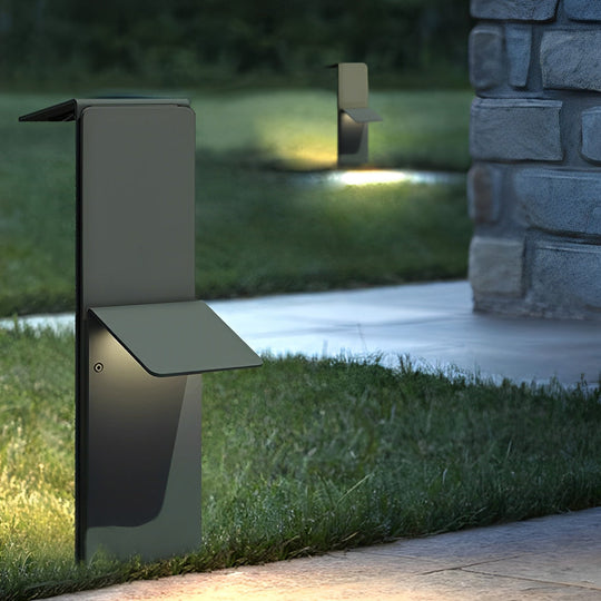 Modern Vertical LED Solar Pathway Lights – Dual Panel Downlighting Design