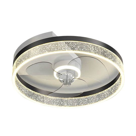 Round Modern Bladeless LED Ceiling Fan Lamp with Remote Control